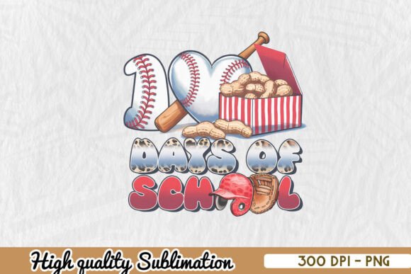 100 Days of School Baseball Teacher PNG Review