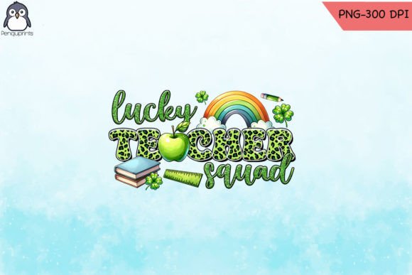 Lucky Teacher Squad Western PNG for Embroidery